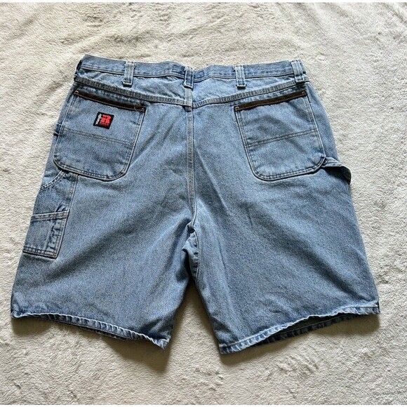 Wrangler Riggs Carpenter Shorts Men's 42 Denim WorkWear Blue Light Wash Cotton - Picture 8 of 8